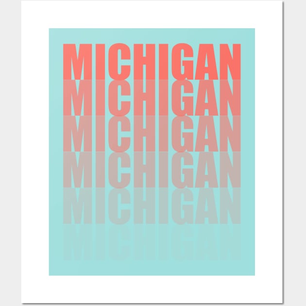 Michigan Gradient in Living Coral Wall Art by sadsquatch